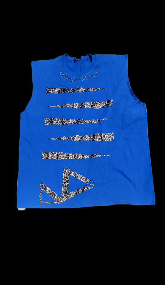 Royal blue gold leopard