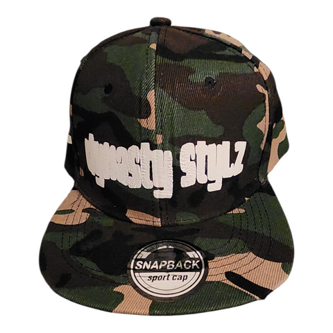 DYNASTY STYLZ WHITE LETTER ARMY CAMOUFLAGE SNAPBACK