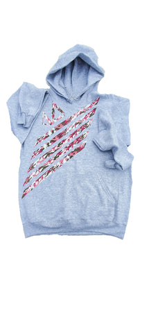 ASH GRAY HOODIE PINK CAMOUFLAGE STRIPES
