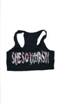 SHE SO DYNASTY SPORTS BRA PINK CAMO OVER BLACK SHE SO DYNASTY HEADBAND